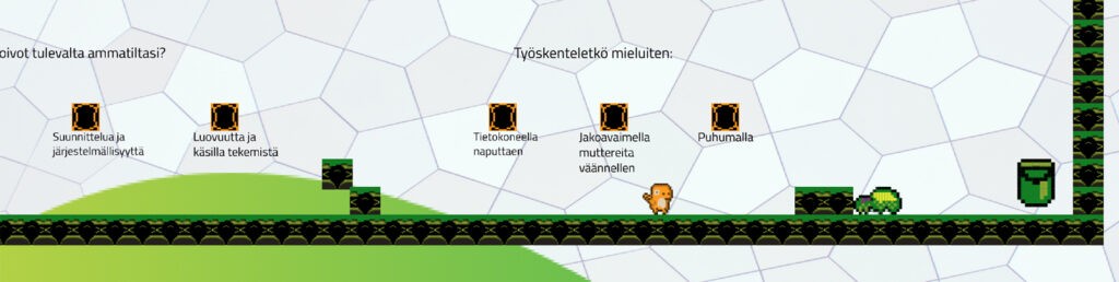 Keudan Tulevaisuuden alani -pelin näkymä.